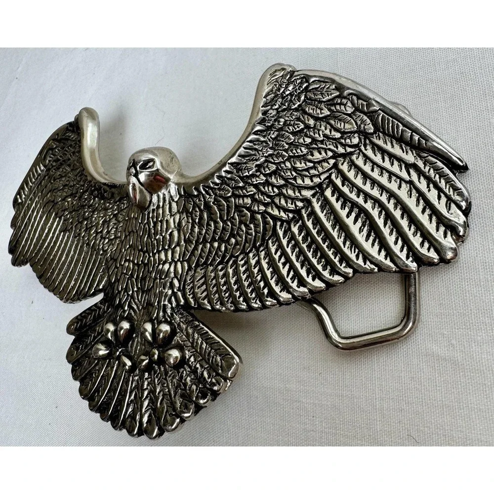 Classico‎ Italia A136 Silver Eagle Belt Buckle Made in Italy Vintage Western 5in